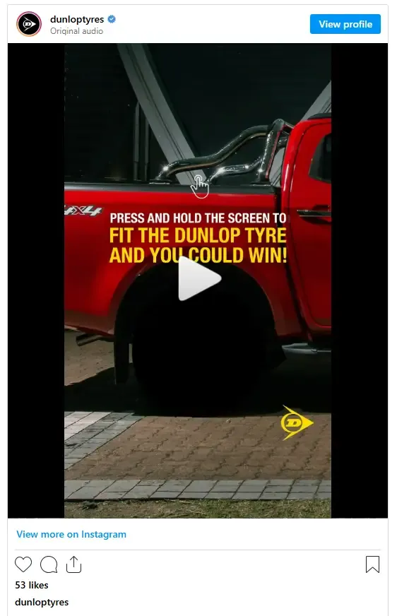 Dunlop Fit the Tyre competition social media post