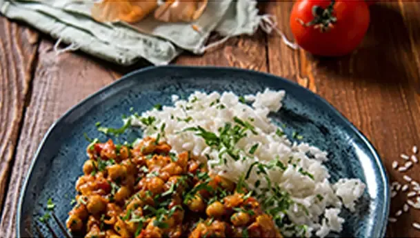 A plate of South African curry and rice