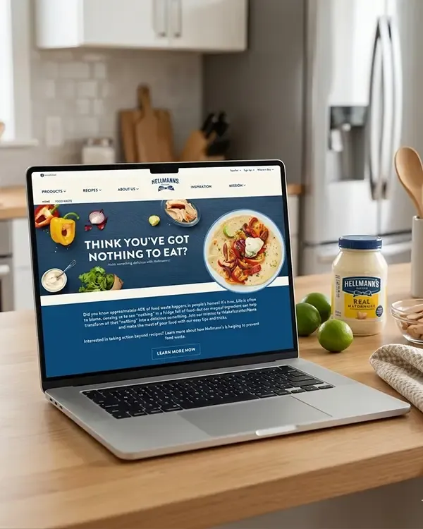 Hellmann's USA campaign landing page shown on a laptop