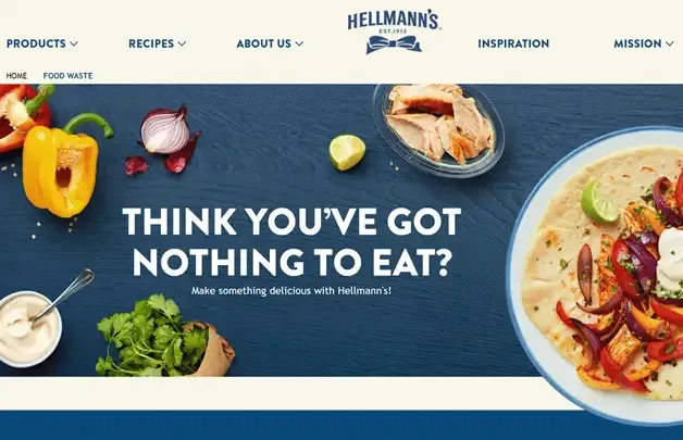Hellmann's USA website page headed 'Think you've got nothing to eat?'