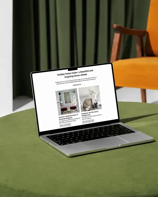 House and Leisure weekly newsletter shown on a tablet