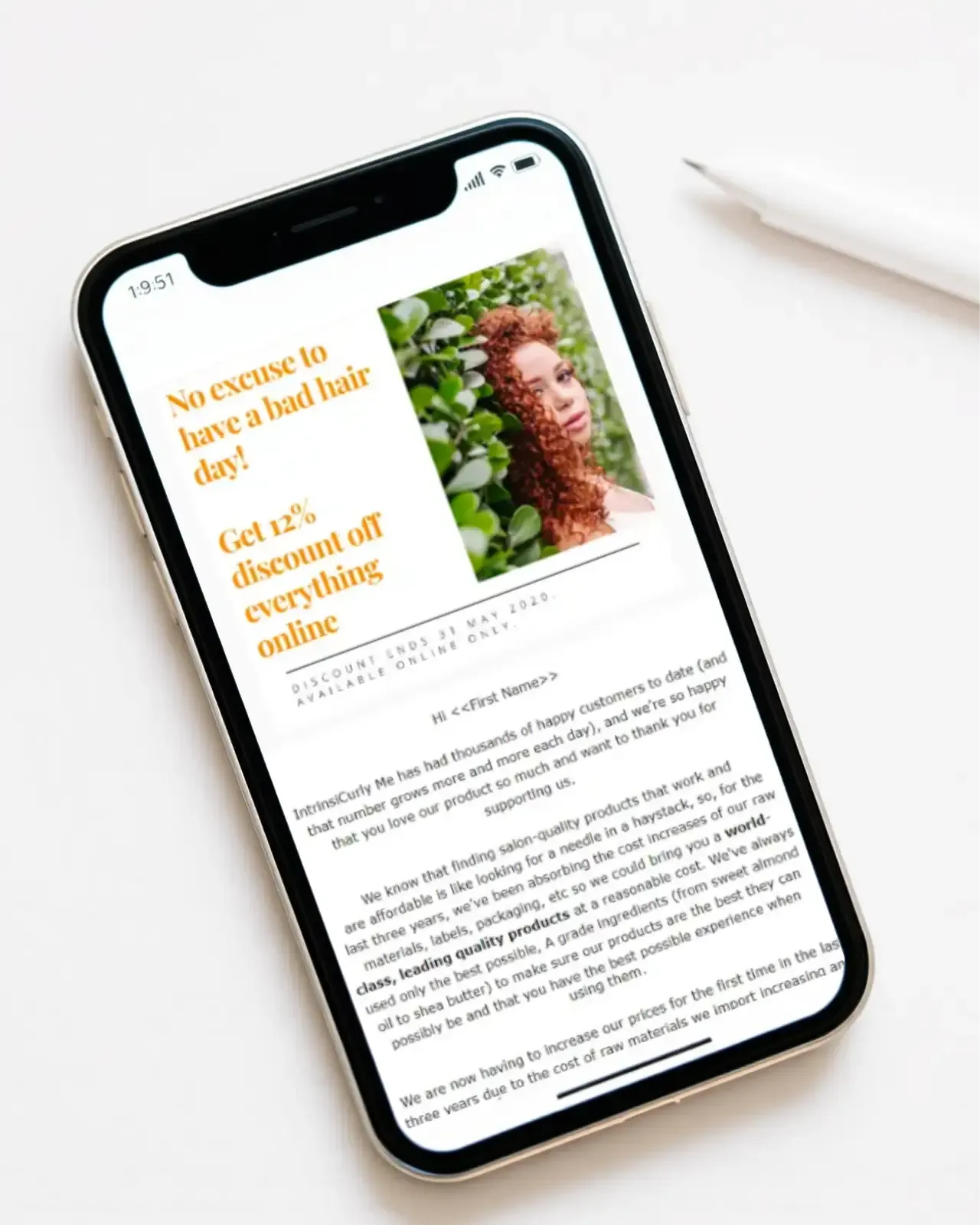 IntrinsiCurly Me marketing email about curly hair care