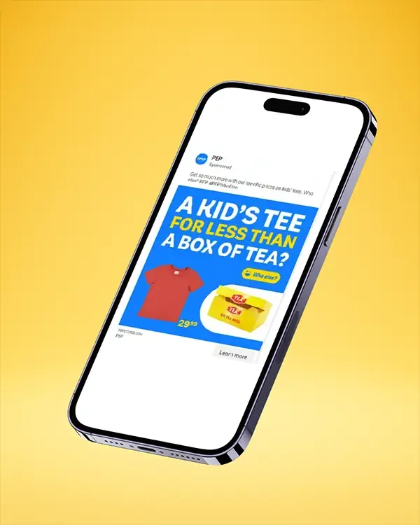 Pep social media advert for T-shirts