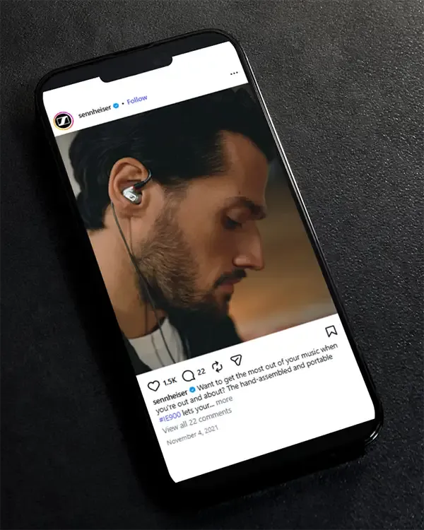 Second Sennheiser Instagram post shown on a phone